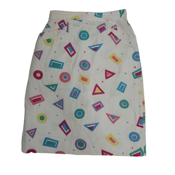 VINTAGE 90s geometric print button back pencil skirt XS - Picture 1 of 10